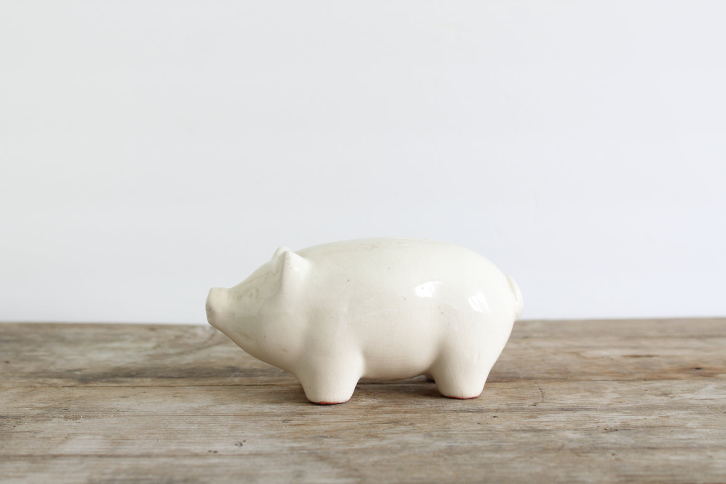 Pearl China Co. White Piggy Bank Ceramic Crazing