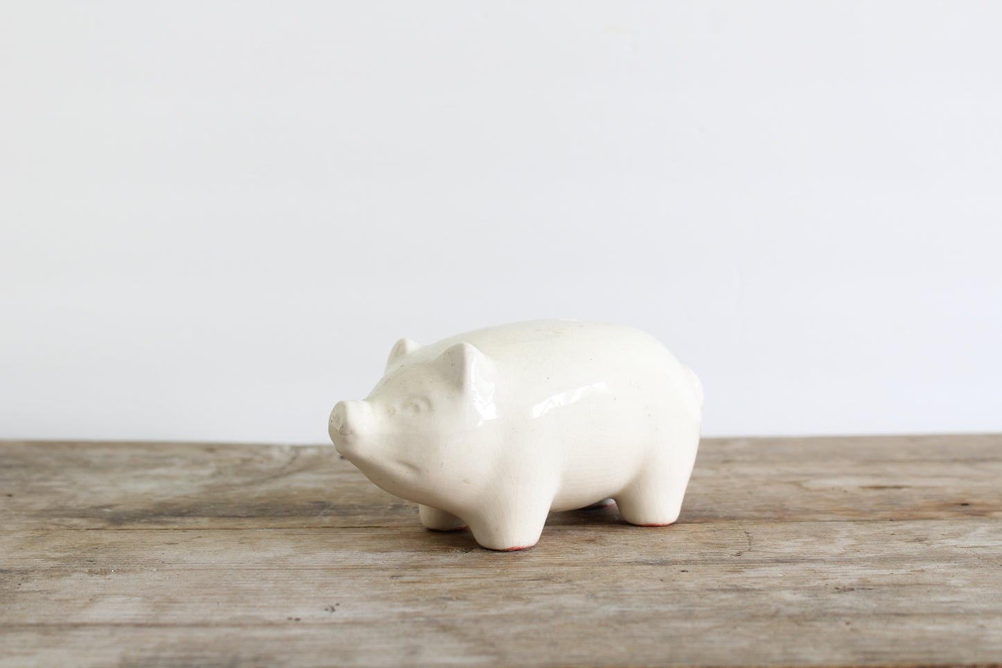 Pearl China Co. White Piggy Bank Ceramic Crazing