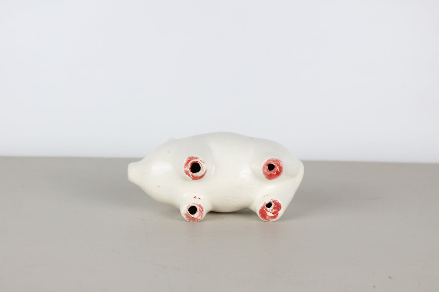 Pearl China Co. White Piggy Bank Ceramic Crazing