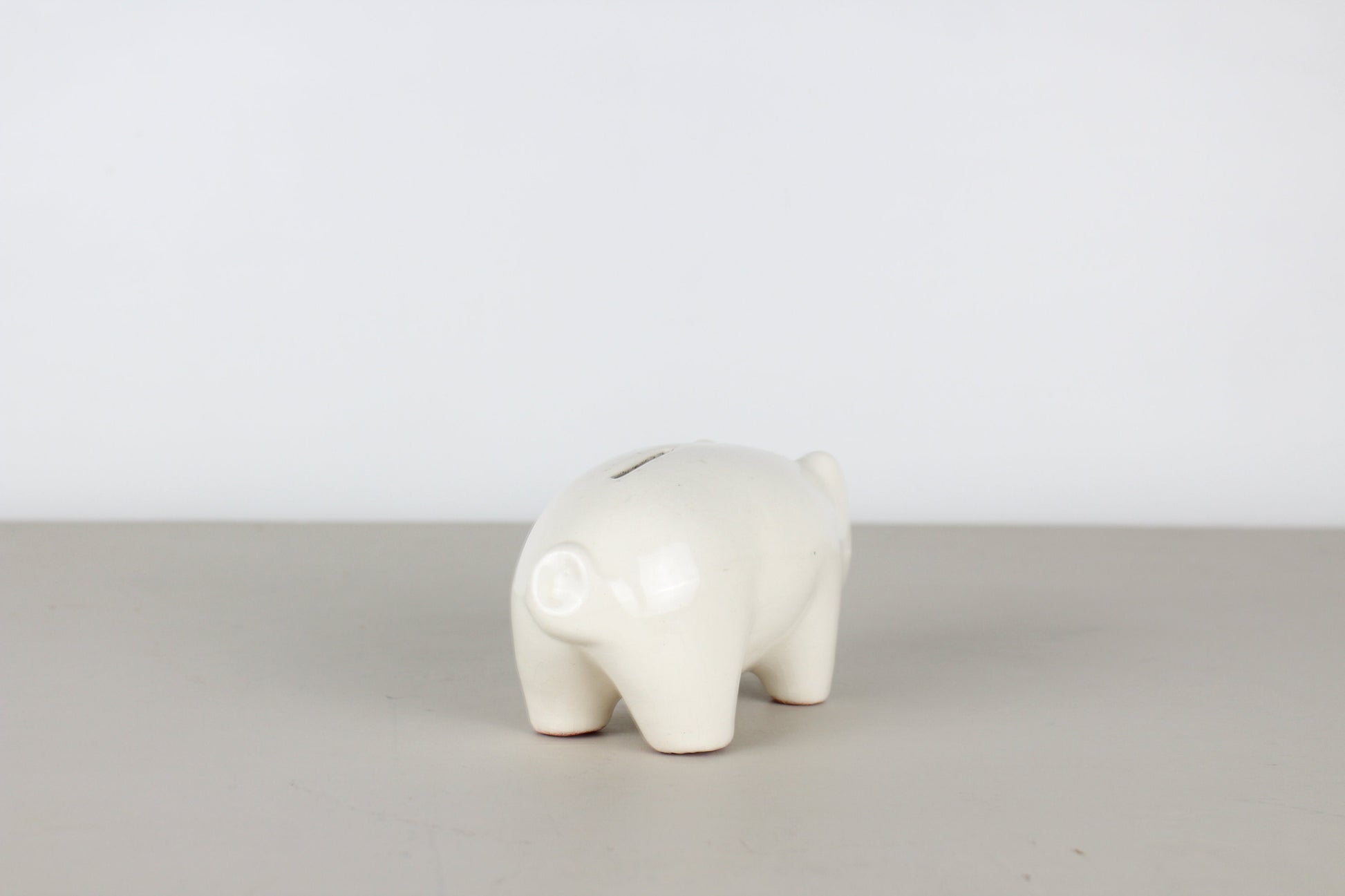 Pearl China Co. White Piggy Bank Ceramic Crazing