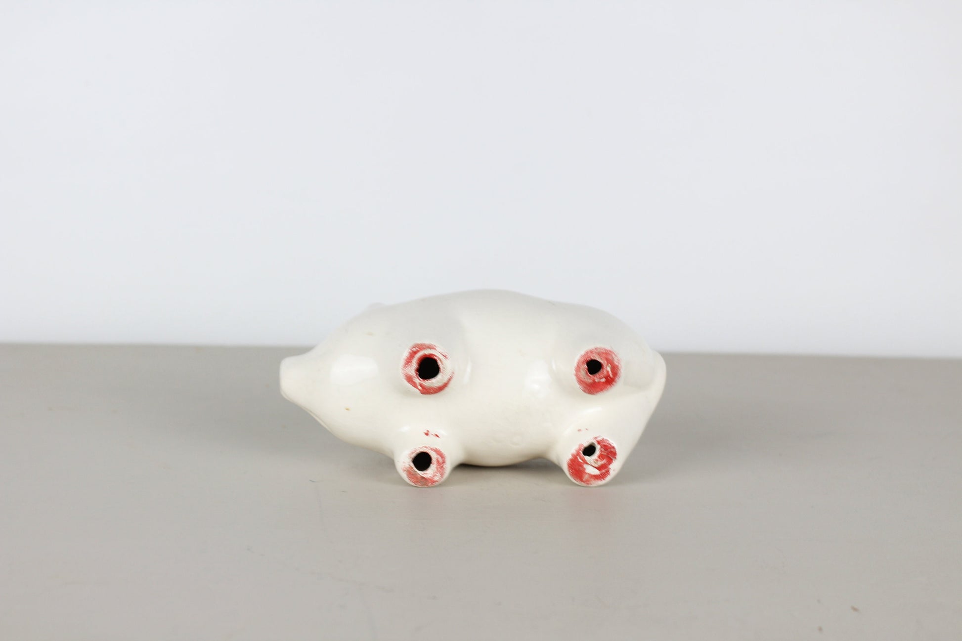 Pearl China Co. White Piggy Bank Ceramic Crazing